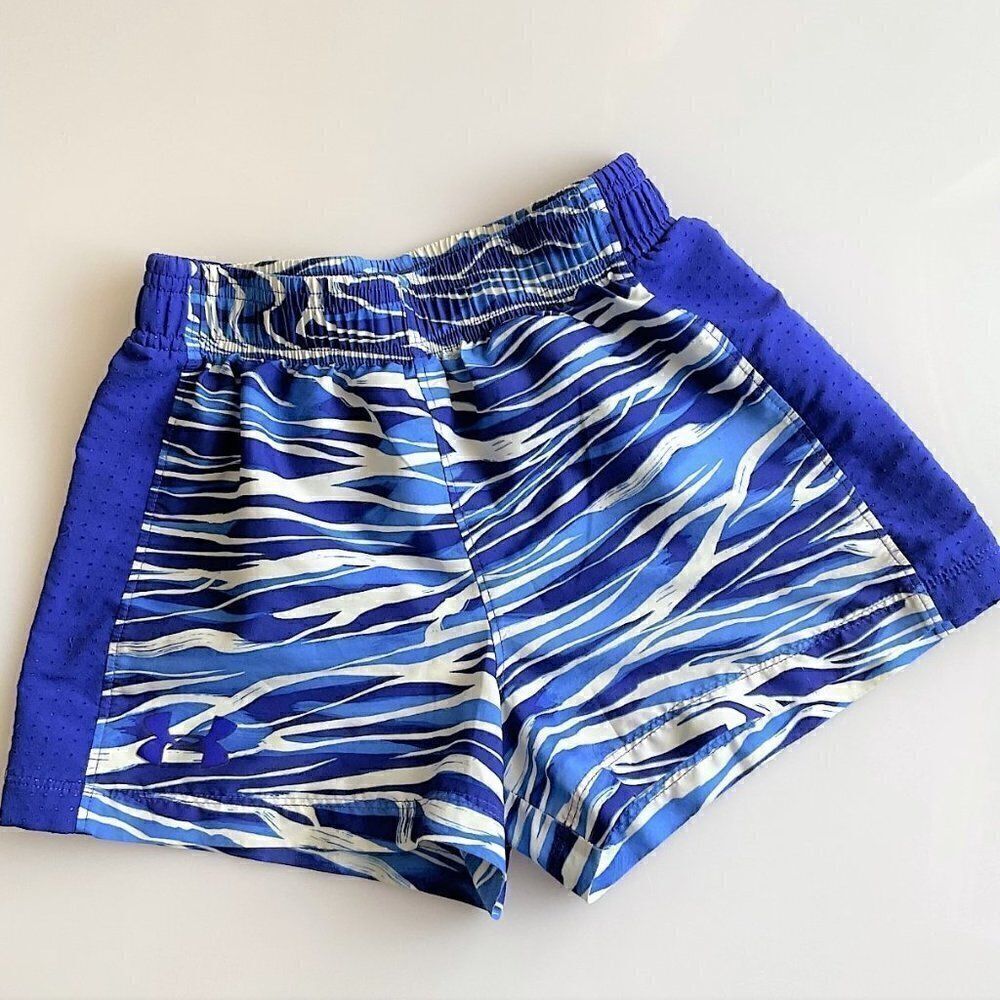 Under Armour Blue Triger Stripes Girls Loose Fit Shorts